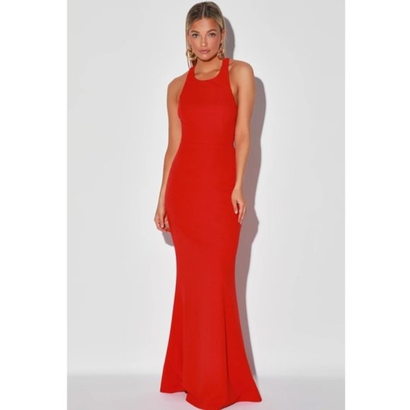 Lulus Dresses & Skirts - LULUS Straight To The Heart Bright Red Backless Maxi Dress